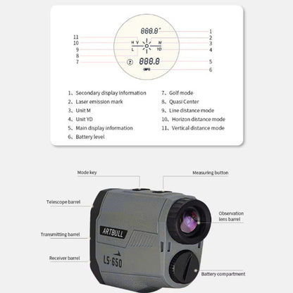 Telemetro Laser Rangefinder Artbull 650m - Caza Y Tiro Golf
