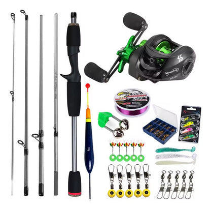 Combo Pesca Caña + Reel Rotativo + Estuche + Señuelos + Etc