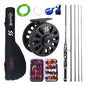 Combo De Pesca Con Mosca Caña Reel Tanza Estuche Moscas Kit