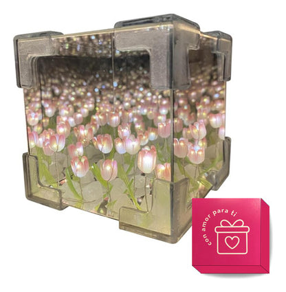 Lampara Jardin Infinito De Flores Tulipanes Veladora