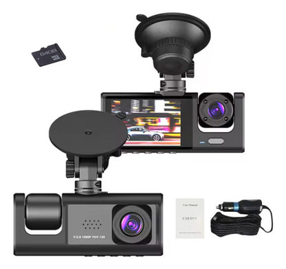 Camara Para Auto Dashcam Grabadora Frontal Y Trasera + 64 Gb
