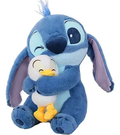 Peluche De Stitch Disney Abrazando Un Patito Tierno Y Suave Stitch Azul