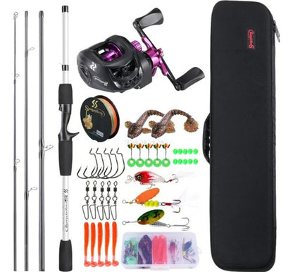 Combo Pesca Caña + Reel Rotativo + Estuche + Señuelos + Etc