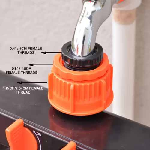 Conector De Manguera De Jardin Con 4 Salidas Individuales Naranja