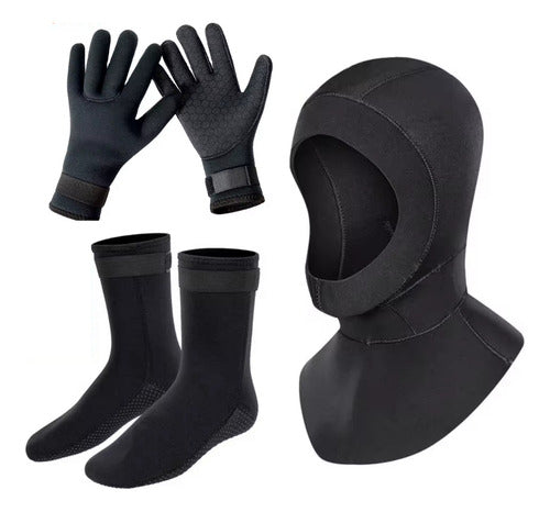 Capucha Medias Y Guantes De Neopreno Natacion Surf Buceo 5mm