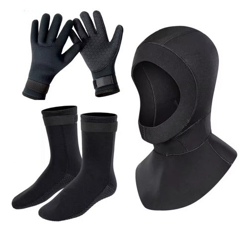 Capucha Medias Y Guantes De Neopreno Natacion Surf Buceo 5mm