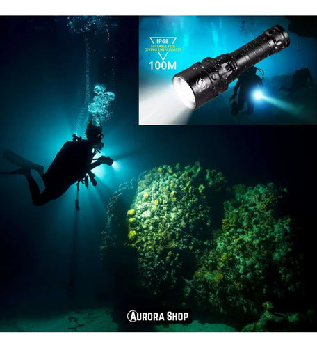 Linterna De Buceo De Alta Potencia Sumergible Con Bateria