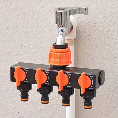 Conector De Manguera De Jardin Con 4 Salidas Individuales Naranja