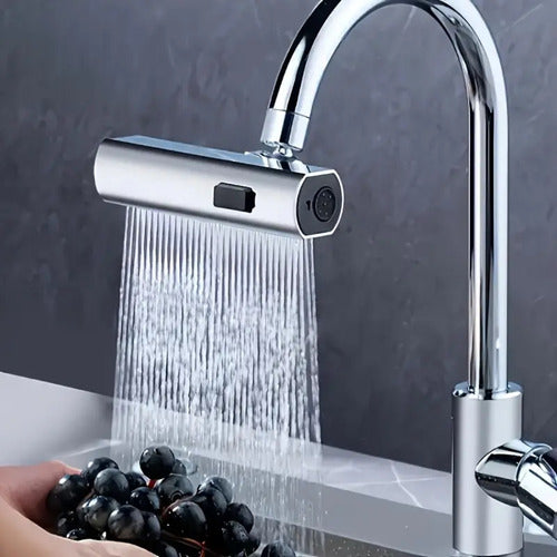 Cabezal Puntero Giratorio Canilla Cocina Universal 4 Modos Plateado Brillante
