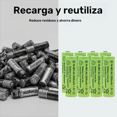 Cargador Pilas Aa/aaa + Baterias Pack X8 Aa Recargables Usb