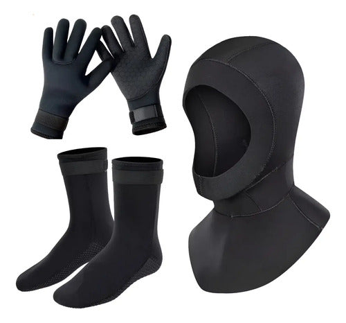 Capucha Medias Y Guantes De Neopreno Natacion Surf Buceo 3mm