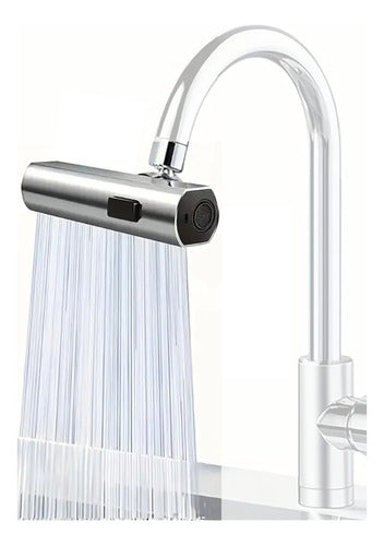 Cabezal Puntero Giratorio Canilla Cocina Universal 4 Modos Plateado Brillante