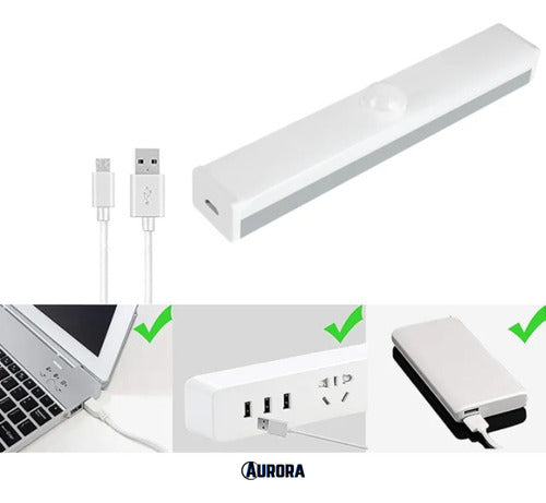 Lampara Tubo Luz Led Recargable Sensor De Movimiento 50cm