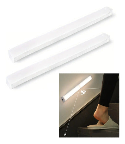 Lampara X2 Tubo Luz Led Recargable Sensor De Movimiento 50cm