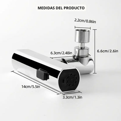 Cabezal Puntero Giratorio Canilla Cocina Universal 4 Modos Plateado Brillante