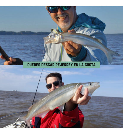 Combo De Pesca Con Caña Reel Tanza Estuche Señuelos Anzuelos