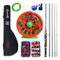 Combo De Pesca Con Mosca Caña Reel Tanza Estuche Moscas Kit