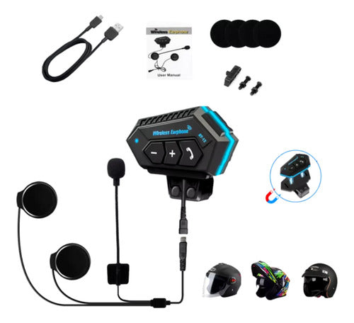 Auriculares Simil Intercomunicador Para Motos Bluetooth
