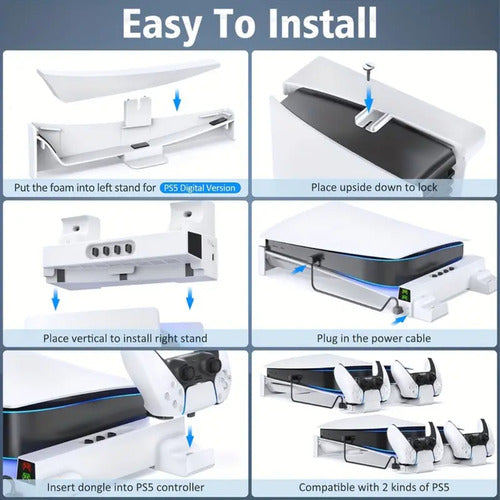Base Soporte Horizontal Para Playstation 5 Ps5 Refrigerante Blanco