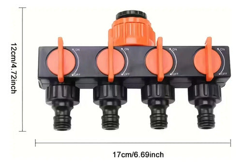 Conector De Manguera De Jardin Con 4 Salidas Individuales Naranja