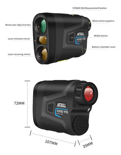 Telemetro Laser Rangefinder Artbull 1000m Caza Y Tiro Pro