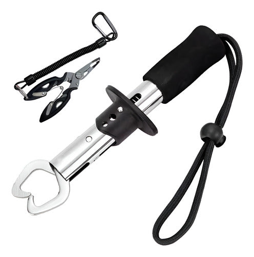Combo De Pesca Pinza De Corte Multiuso Con Funda Y Boga Grip Metal