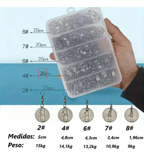 Destorcedor Mosqueton Caja Pack Pesca Rio Laguna Costa