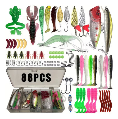 Kit Pesca Señuelos Cebos Varios Set De Agua Salda Y Dulce Varios