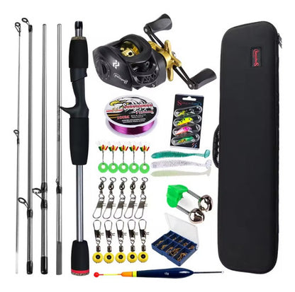 Combo Pesca Caña + Reel Rotativo + Estuche + Señuelos + Etc
